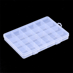 プラスチックビーズ収納ケース  24のコンパートメント  長方形  透明  19x13x2.2cm  穴：6x16.5mm  コンパートメント：30x30mm&nbsp;CON-Q031-02