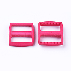 プラスチックバックル  長方形  濃いピンク  33x31.5x7mm  穴：9x25.5mm&nbsp;KY-WH0020-02