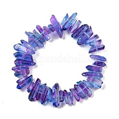 天然染色クォーツビーズ連売り  ツートン  チップ  モーブ  16~35x3~9mm  穴：1mm  約35~39個/連  7.48~7.68インチ（19~19.5cm）&nbsp;G-G791-14Q