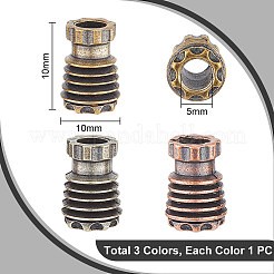 3Pcs 3 Colors Brass EDC European Beads&nbsp;KK-UN0001-86