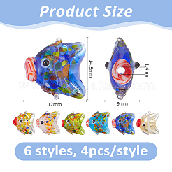 24Pcs 6 Colors Handmade Lampwork Beads&nbsp;LAMP-DC0001-30