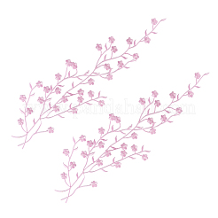 ポリエステル製花刺繍糸アイロン/縫い付けパッチ  布のアップリケ  ピンク  470x170x1.5mm&nbsp;PATC-WH20017-19J