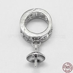 変色防止ロジウムメッキスターリングシルバーペンダントベイル925個  片穴パーツ用  プラチナ  13x6.5mm  穴：4.5mm  ピン：0.68mm&nbsp;STER-D029-08P