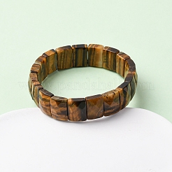 Rectangle Natural Tiger Eye Beads Stretch Bracelets for Women Men&nbsp;BJEW-Z149-01B