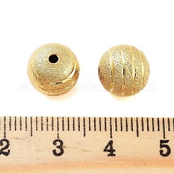 テクスチャ真鍮ビーズ  カドミウムフリー＆鉛フリー  マットゴールドカラー  ラウンド  10x9.5mm  穴：1.6mm&nbsp;KK-S379-02G-D