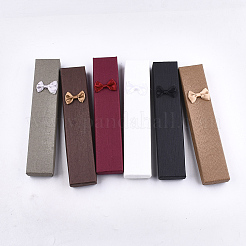厚紙のネックレスボックス  内部のスポンジ  ちょう結びの長方形  ミックスカラー  21x4x2.7cm&nbsp;CBOX-S019-02