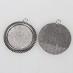 Tibetan Style Alloy Pendant Cabochon Settings&nbsp;X-TIBEP-N003-59AS
