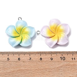 不透明樹脂ペンダント  フランジパニの花  プラチナ鉄ループ付き  ミックスカラー  31~31.5x27.5~28.5x6~6.5mm  穴：2mm  10個/袋&nbsp;FIND-Z107-03P