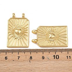 真鍮チャーム  聖心のある長方形  鉛フリー＆カドミウムフリー  長持ちメッキ  ラックめっき  18KGP本金メッキ  29~29.5x18x3~5mm  穴：2.5mm&nbsp;KK-L255-22G-02