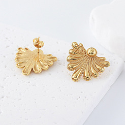 304 Stainless Steel Fan-Shaped Flower Stud Earrings for Women&nbsp;CO6863