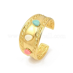 304ステンレススチール製ワイドカフバングル（女性用）  アクリルと  18KGP本金メッキ  1-3/8インチ（3.35cm）  内径：2-1/2インチ（6.3cm）&nbsp;BJEW-K285-02G