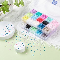 DIYビーズジュエリーキット  ディスク/フラットラウンドハンドメイドポリマークレイビーズを含む  混合スタイルガラスラウンドシードビーズ  ミックスカラー  4x1mm  穴：1mm  150グラム&nbsp;DIY-JQ0001-16-4mm
