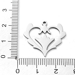 変色しない304ステンレススチールペンダント  レーザー切断  ハートチャーム  ステンレス鋼色  22x23.5x1mm  穴：1.5mm&nbsp;STAS-D036-06P