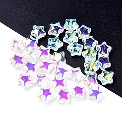 電気メッキガラスビーズ  スター  クリアAB  8.5x8.5x4mm  穴：1mm&nbsp;EGLA-E059-G05