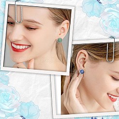 フラットラウンドステンレススチールスタッドピアスセッティング100個  200個のイヤーナット付き  ステンレス鋼色  8mm  ピン：0.8mm  トレイ：6mm&nbsp;STAS-SP0001-61A-P