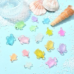 80個 16スタイル 蓄光樹脂 ウミガメ置物 装飾  暗闇で光るオーナメント  ミックスカラー  19.8~26x17.3~22x7.2~9mm  5個/スタイル&nbsp;FIND-CJ0003-49