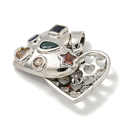 Rack Plating Brass Pave Colorful Cubic Zirconia Bead Cage Pendants&nbsp;KK-E114-07P