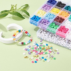 DIYテラコッタとアルファベットビーズジュエリー作り  ハート＆ジオメトリアクリルビーズ  18pcs9スタイルチベットスタイルアロイペンダント  亜鉛合金カニカン＆丸カン  ミックスカラー  7x3.5mm  穴：1.2mm&nbsp;DIY-YW0002-59