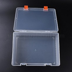 プラスチックビーズ収納ケース  フリップトップビーズ収納  取り外し可能な  18のコンパートメント  長方形  透明  9-7/8x7-1/4x3-1/8インチ（25x18.5x8cm）  コンパートメント：約7.6x7.5x2.4cm  18区画/ボックス&nbsp;CON-L022-16