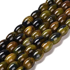 天然石瑪瑙ビーズ連売り  ボンゴの形  染め＆加熱  ドラム  ダークオリーブグリーン  13~14x10mm  穴：1.2mm  約28個/連  15.16''（38.5センチメートル）&nbsp;G-B079-E01-01C
