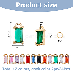 24Pcs 12 Colors Brass Cubic Zirconia Charms&nbsp;FIND-HS0001-13
