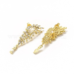 Clear Cubic Zirconia Wing Dangle Stud Earrings&nbsp;EJEW-H093-17G