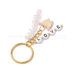 Alloy Enamel Acrylic with Natural Rose Quartz Keychain&nbsp;KEYC-JKC00806-05