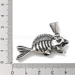 304ステンレスペンダント  アンティークシルバー  魚  19.5x41.5x8mm  穴：8x5mm&nbsp;STAS-M336-01A-AS