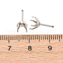 304ステンレススチールスタッドピアス金具  ステンレス鋼色  トレイ：6mm  12x7mm  ピン：0.8x8mm&nbsp;STAS-B091-02A-06P
