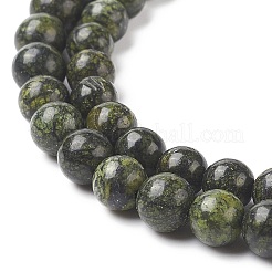 天然蛇紋岩/グリーンレースストーンビーズ連売り  ラウンド  6mm  穴：1mm  約59~61個/連  14.8インチ&nbsp;X-G-S259-15-6mm-1