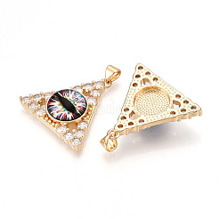 Brass Micro Pave Clear Cubic Zirconia Pendants for Women&nbsp;KK-T070-90A-05