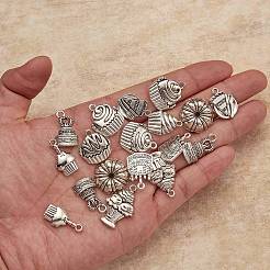 10スタイルのチベットスタイルの合金ペンダント  ケーキ  アンティークシルバー  14~27.5x10~20x2.5~6mm  穴：1.5~3mm  10個/スタイル&nbsp;FIND-SZ0003-64