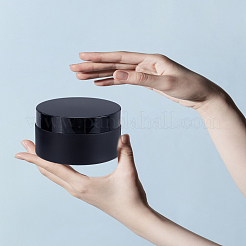 3個フロストコラムガラス詰め替えクリームボトル  プラスチック透明プラグとアルミカバー、フェイスマスククリームスプーンプラスチックスティック2個付き  ブラック  1-3/8x1インチ（3.5x2.63cm）&nbsp;MRMJ-LP0002-99
