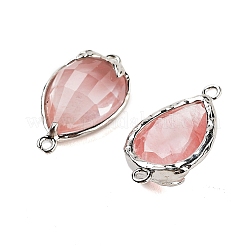 Cherry Quartz Glass Faceted Teardrop Connector Charms&nbsp;G-B081-03P-02