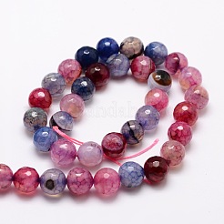 Dyed Natural Agate Faceted Round Beads Strands&nbsp;G-E320E-8mm-02