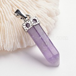 弾丸真鍮の宝石の尖ったペンダント  プラチナ  アメジスト  44mm  穴：5x8mm&nbsp;G-F218-10G