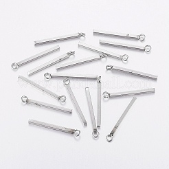 変色しにくい304ステンレススチールペンダント  長方形/棒  ステンレス鋼色  18x1.5x1.5mm  穴：2mm&nbsp;LS-STAS-P186-05P-18mm