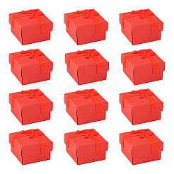 厚紙リングボックス  内部のスポンジ  ちょう結びの正方形  レッド  4.2x4.2x2.6cm&nbsp;CON-TAC0014-02C