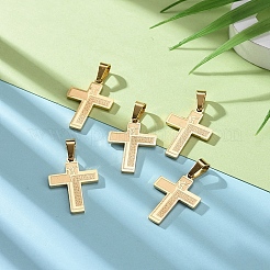 304ステンレスペンダント  宗教のテーマ  発言/メッセージと交わる  ゴールドカラー  24.5x17.5x1.3mm  穴：7.3mm&nbsp;STAS-CJ0001-129