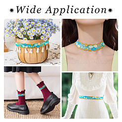 6m ポリエステル花刺繍レースリボン  ウェディングドレスの装飾用の花飾り  ターコイズ  1-1/8インチ（29mm）  約6.56ヤード（6m）/セット&nbsp;OCOR-TAC0015-14
