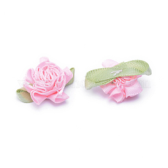 手作りファブリック服飾材料パーツ  花  ピンク  33x27x12mm&nbsp;WOVE-QS19-1