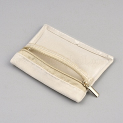 ベルベットのジュエリー包装用ジッパーバッグ  長方形  ベージュ  8.3x10.7x0.2cm&nbsp;ABAG-WH0063-127