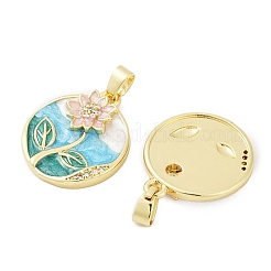 Brass Micro Pave Clear Cubic Zirconia Pendants&nbsp;KK-L235-05A-G