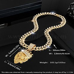 Zinc Alloy Crystal Rhinestone Crown Lion Pendant Necklaces&nbsp;FS-WG3964F-02