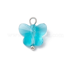7Pcs Glass Butterfly Charms&nbsp;PALLOY-JF03227-04