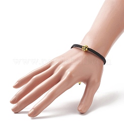 4Pcs 4 Color Synthetic Hematite & Alloy Skull Braided Bead Bracelets Set&nbsp;BJEW-JB09215