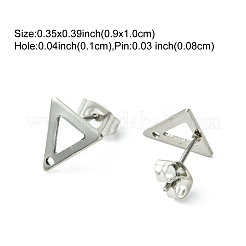 201ステンレススチールスタッドピアス金具10個、穴付き  304ステンレス鋼のピンとイヤーナット  オーバル  10x9mm  穴：1mm  ピン：0.8mm&nbsp;EJEW-FS0001-14A