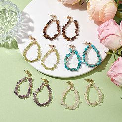 Teardrop Natural Gemstones Dangle Studs Earrings&nbsp;EJEW-JE05748