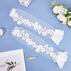 1 Pair Flower Pattern Polyester Lace Long Fingerless Gloves&nbsp;AJEW-CY0001-60A