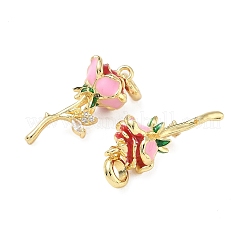 Brass Enamel Colorful Rose Flower European Dangle Charms&nbsp;KK-L256-09G